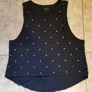Vans high low muscle tee with metal appliqué L